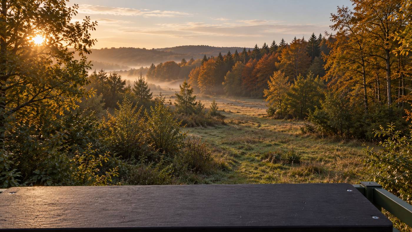 Blick über das große Auflagebrett ins Revier